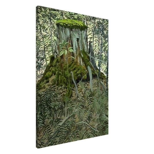 Neil Welliver - Stump and Ferns - Contemporary Realism Canvas - 20x30 cm / 8x12 inches-canvas