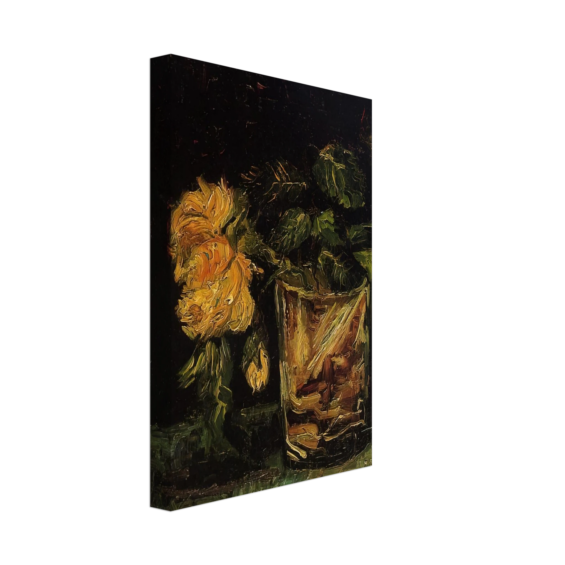 Vincent van Gogh - Glass with Roses Canvas - 70x100 cm / 28x40 inches-canvas