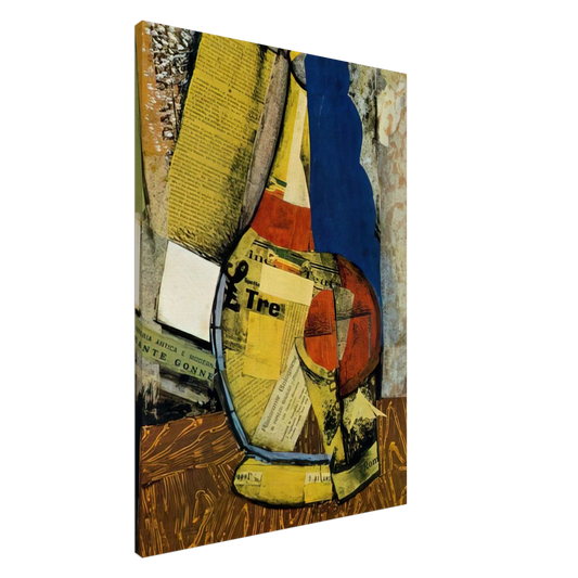 Carlo Carra - FIASCO E BICCHIERE Canvas - 20x30 cm / 8x12 inches-canvas