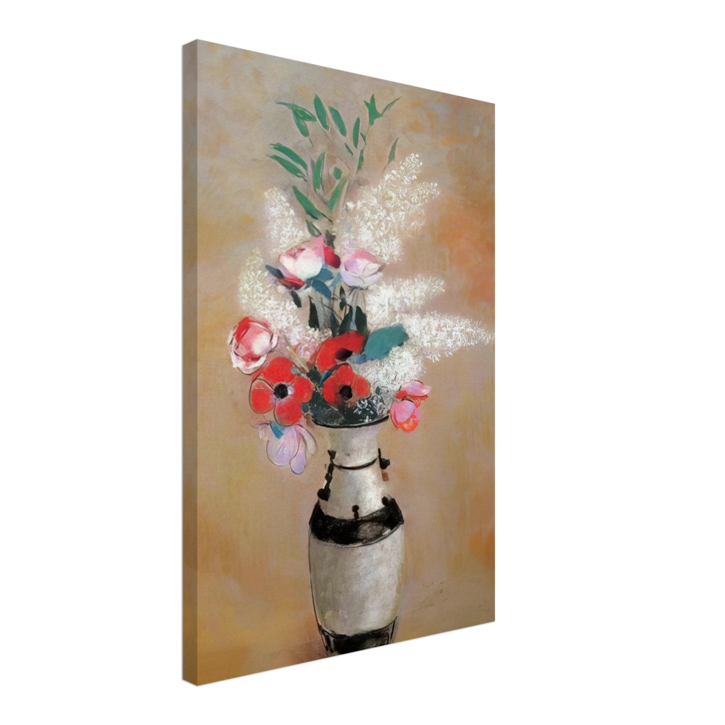 Odilon Redon - BOUQUET WITH WHITE LILIES IN A JAPANESE VASE Canvas - 40x60 cm / 16x24 inches-canvas