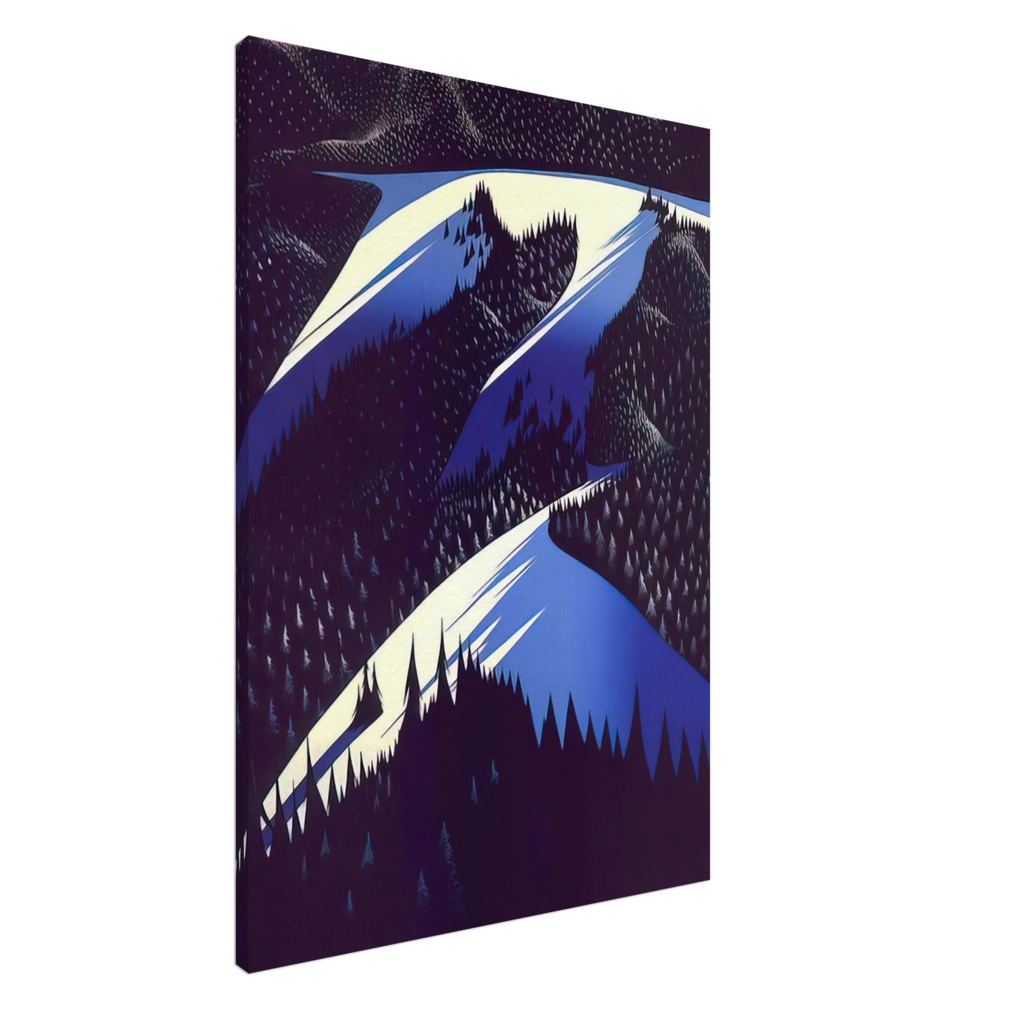 Eyvind Earle - Black Evergreen Forest Canvas - 20x30 cm / 8x12 inches-canvas