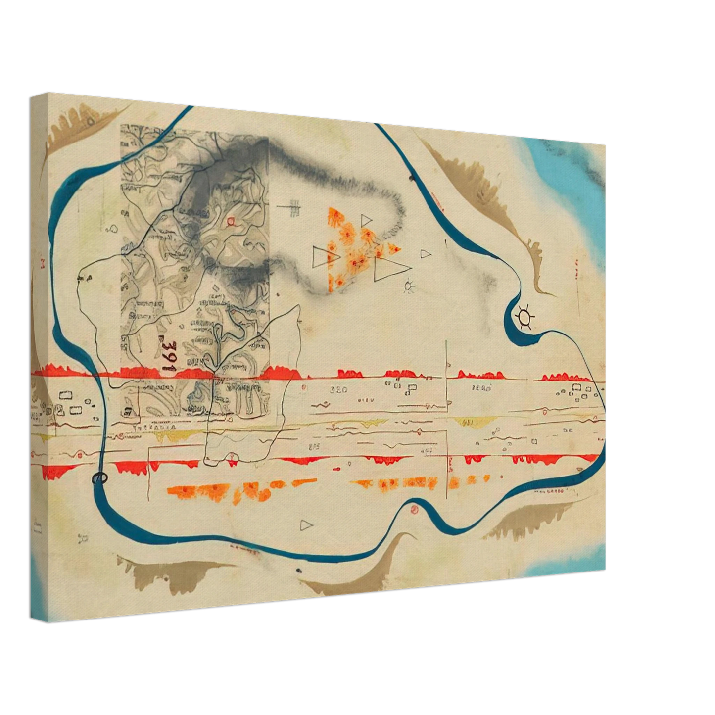 Bruno Munari - Cosmic Map - 1930 Canvas - 70x100 cm / 28x40 inches-canvas