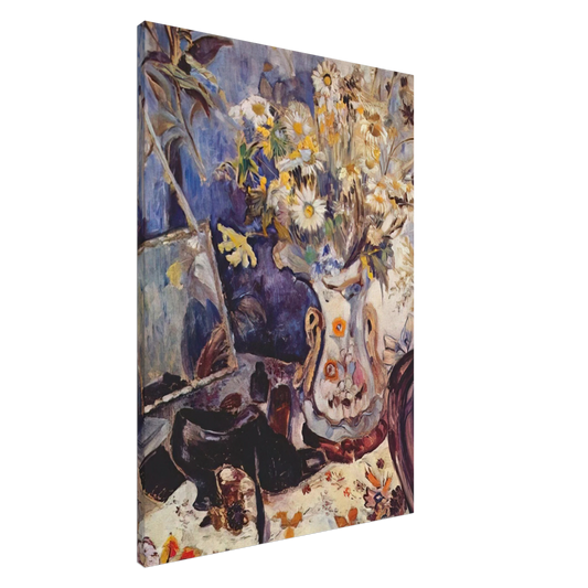 Natalia Goncharova - Still life with shoe and mirror - 1906 Canvas - 20x30 cm / 8x12 inches-canvas