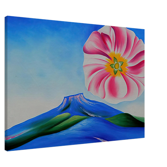 Georgia O'Keeffe - Hollyhock Pink with Pedernal Canvas - 20x30 cm / 8x12 inches-canvas