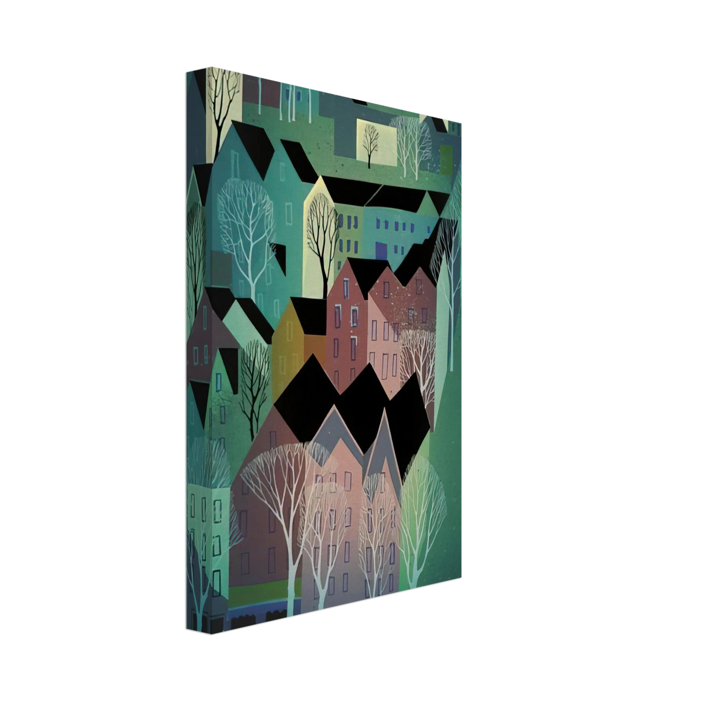 Eyvind Earle - Village Canvas - 70x100 cm / 28x40 inches-canvas