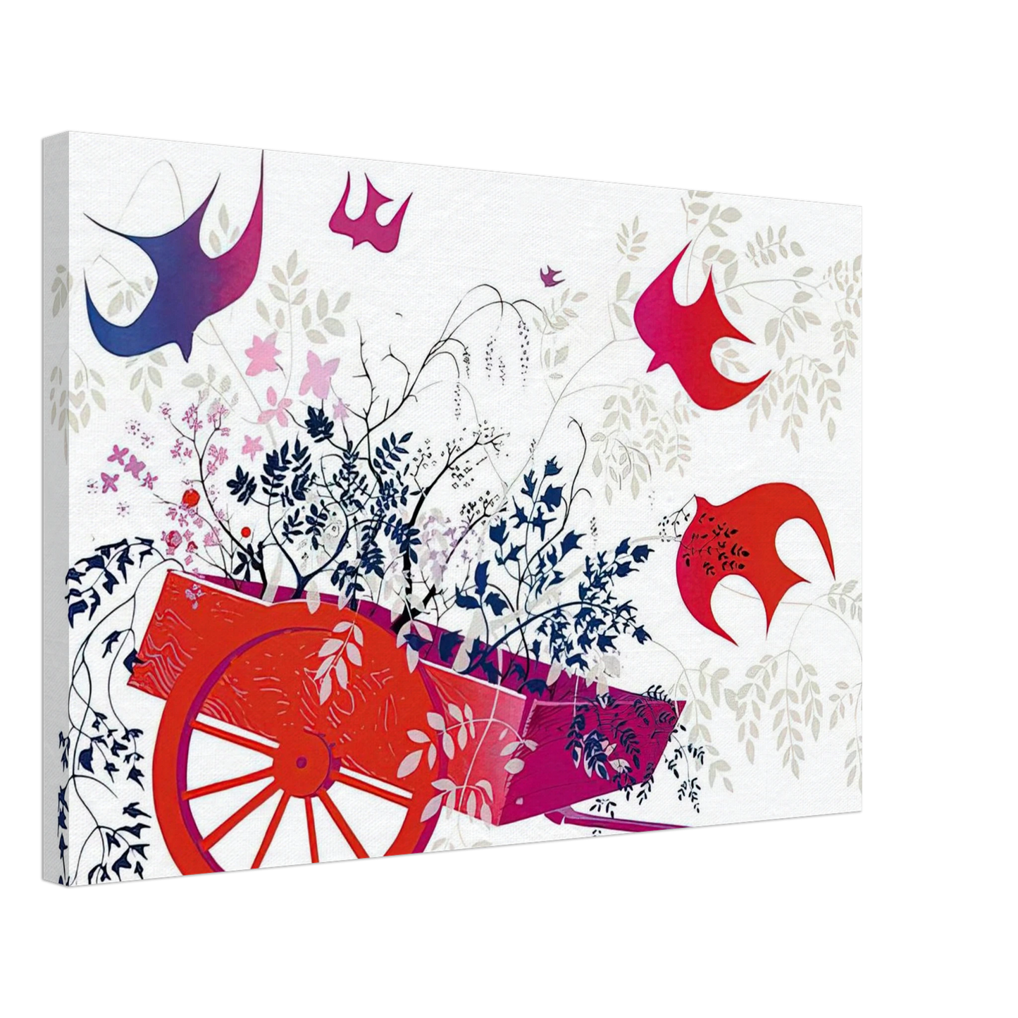 Eyvind Earle - Red Wagon & Foliage Canvas - 40x60 cm / 16x24 inches-canvas