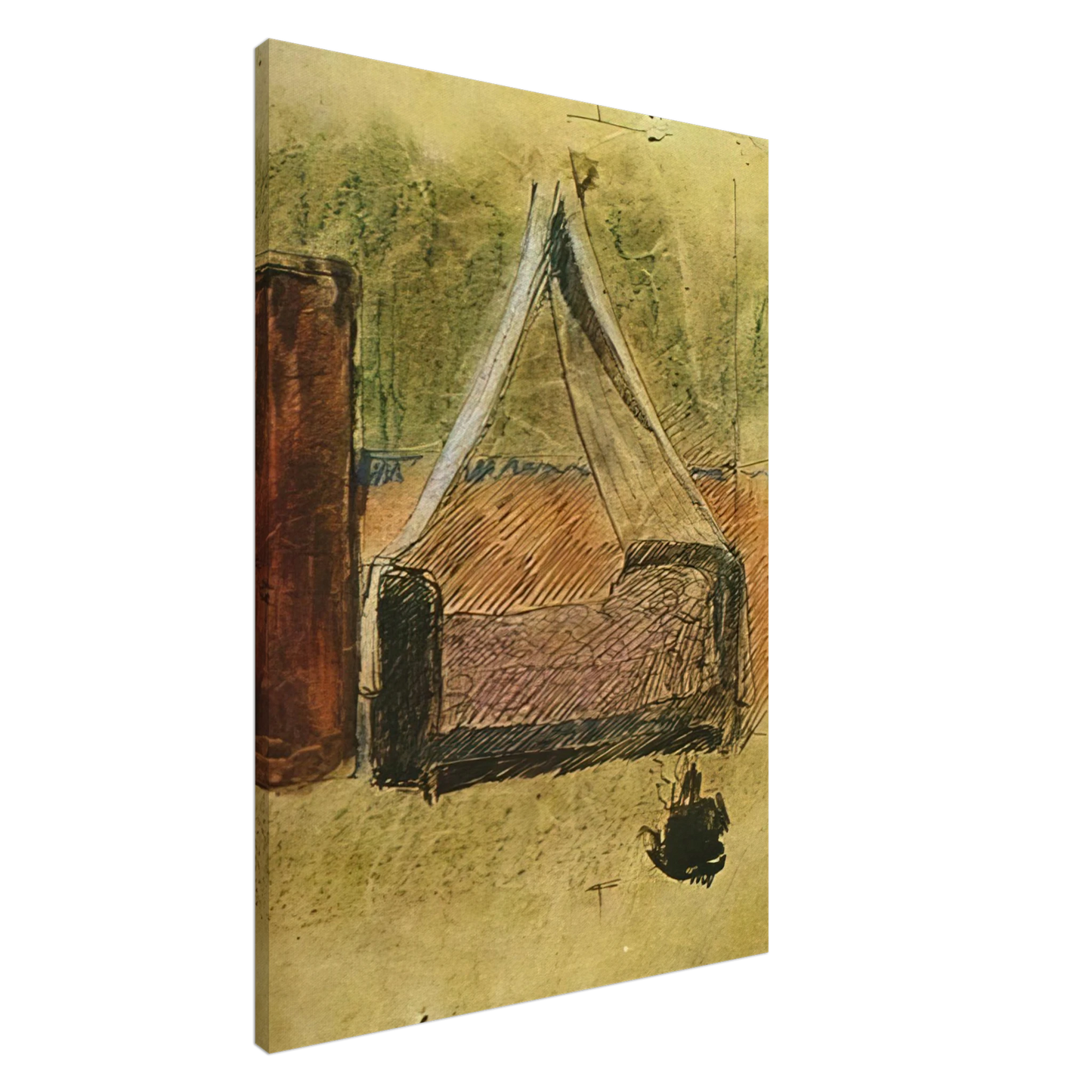 Pablo Picasso - Bed with mosquito nets Canvas - 20x30 cm / 8x12 inches-canvas