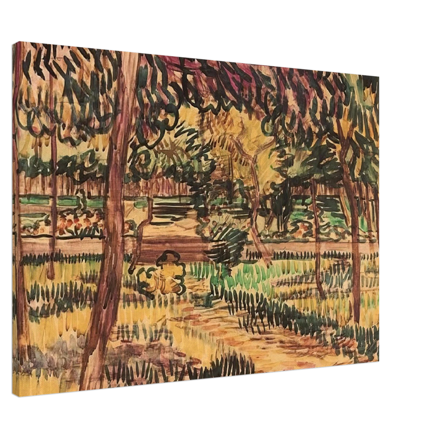 Vincent van Gogh - Trees in the Garden of the Asylum Canvas - 20x30 cm / 8x12 inches-canvas