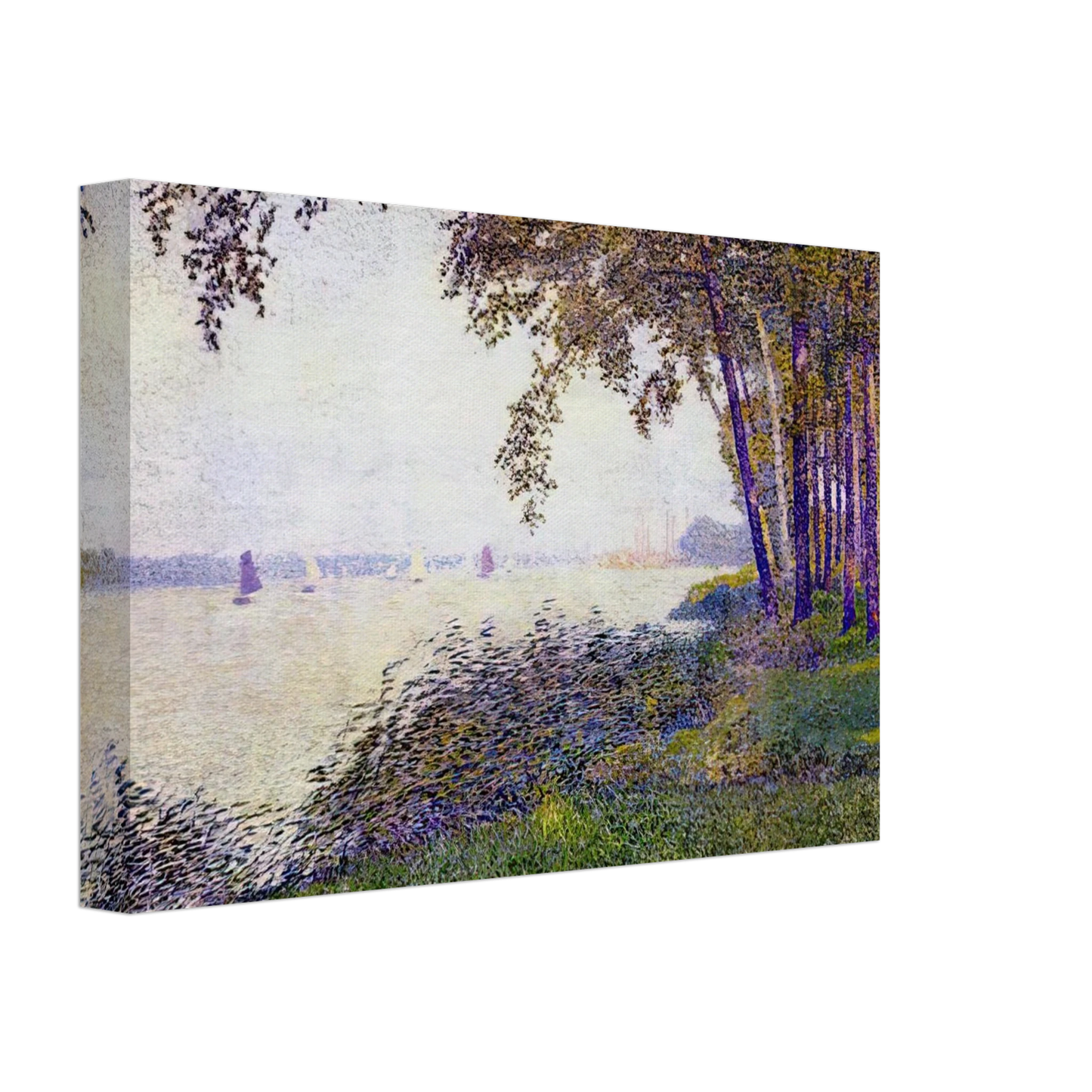 Theo van Rysselberghe - THE SCHELDE UPSTREAM FROM ANTWERP AFTER FOG 1892 Canvas - 70x100 cm / 28x40 inches-canvas