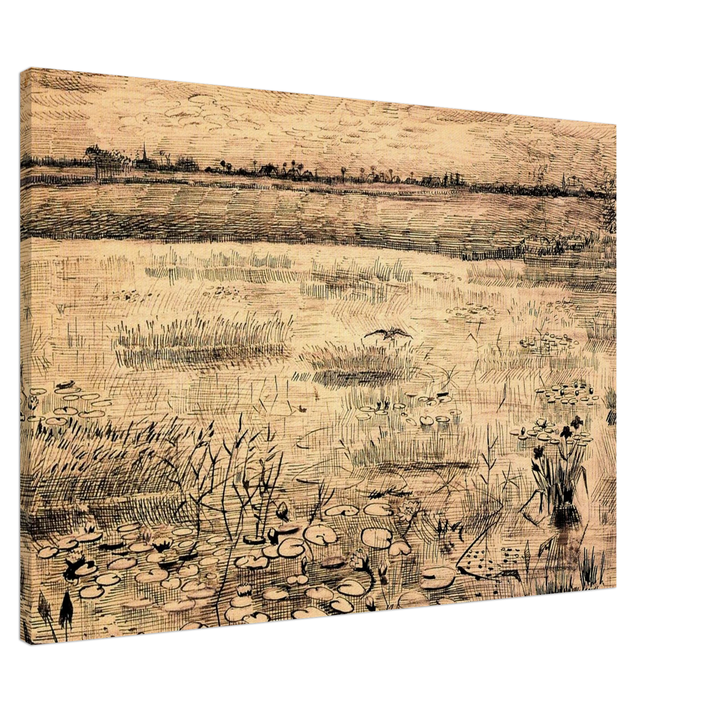 Vincent van Gogh - Marsh with Water Lillies Canvas - 20x30 cm / 8x12 inches-canvas
