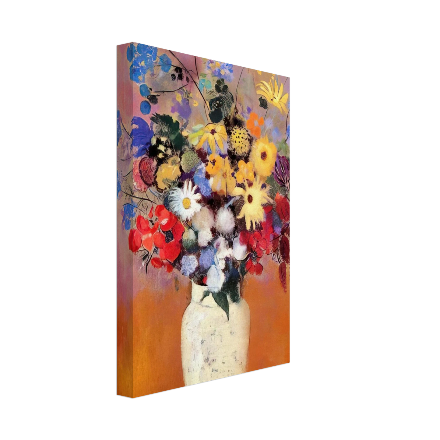 Odilon Redon - WHITE VASE WITH FLOWERS 1916 Canvas - 40x60 cm / 16x24 inches-canvas