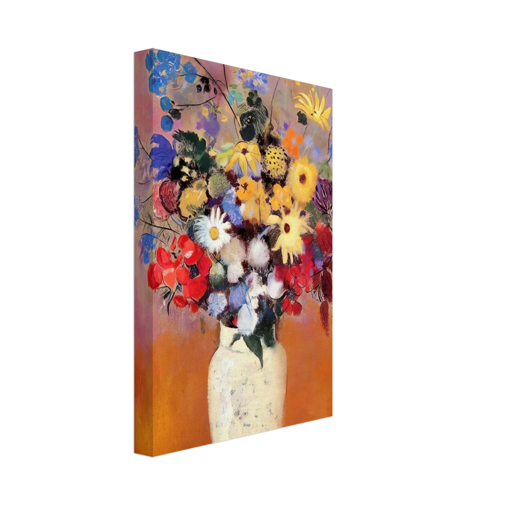 Odilon Redon - WHITE VASE WITH FLOWERS 1916 Canvas - 40x60 cm / 16x24 inches-canvas