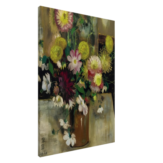 Le Pho - Anemones and Dahlias - Post-Impressionism Canvas - 20x30 cm / 8x12 inches-canvas