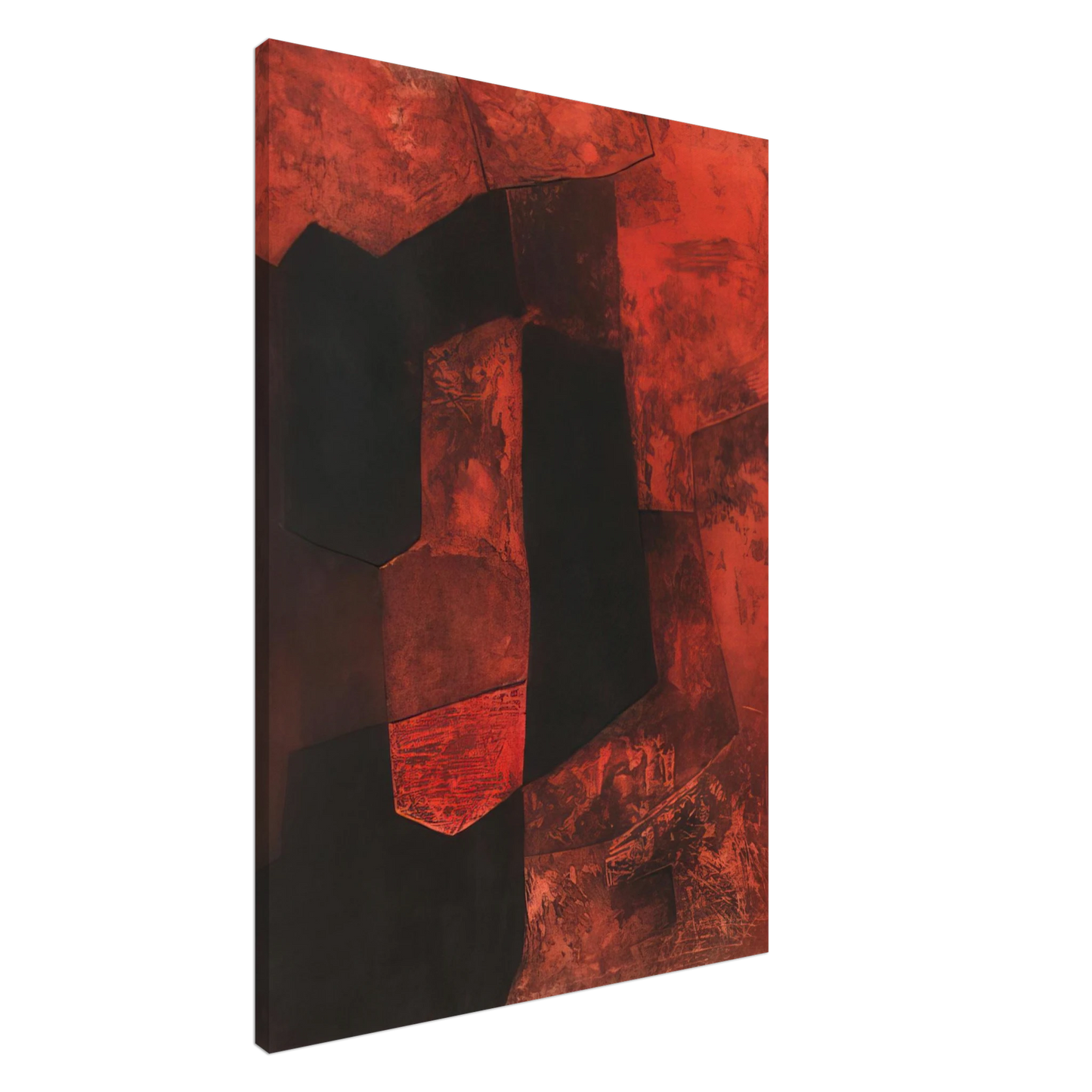 Serge Poliakoff - Composition brune et rouge - 1964 Canvas - 20x30 cm / 8x12 inches-canvas