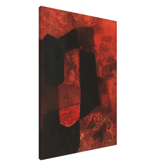 Serge Poliakoff - Composition brune et rouge - 1964 Canvas - 20x30 cm / 8x12 inches-canvas