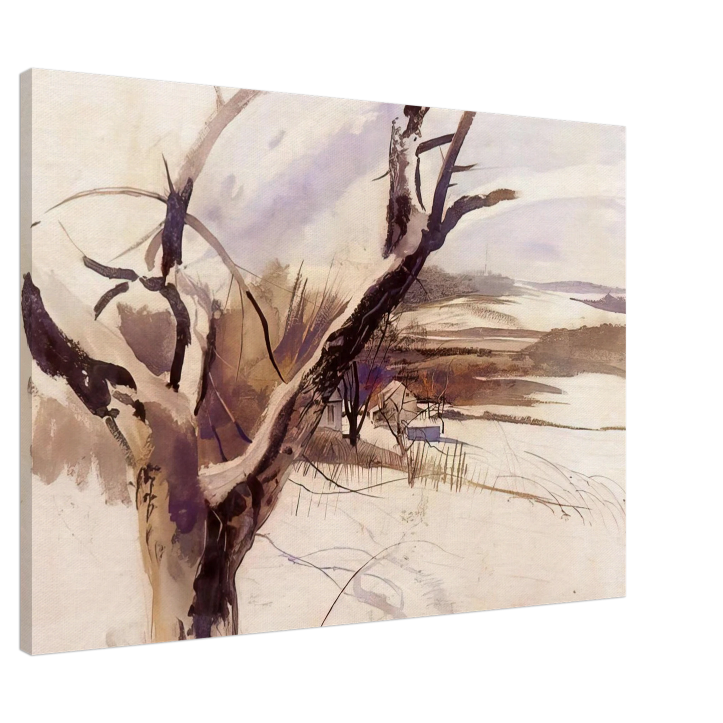 Andrew Wyeth - WINTER FARM SCENE Canvas - 20x30 cm / 8x12 inches-canvas