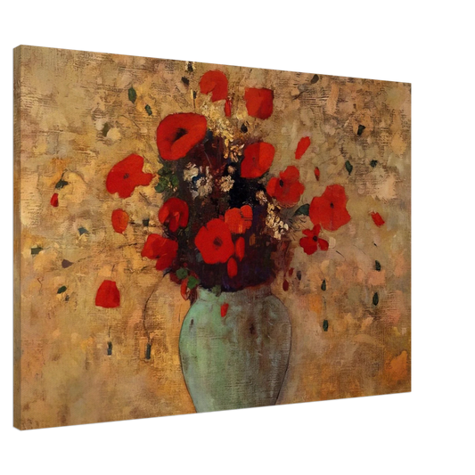 Odilon Redon - VASE OF POPPIES Canvas - 20x30 cm / 8x12 inches-canvas