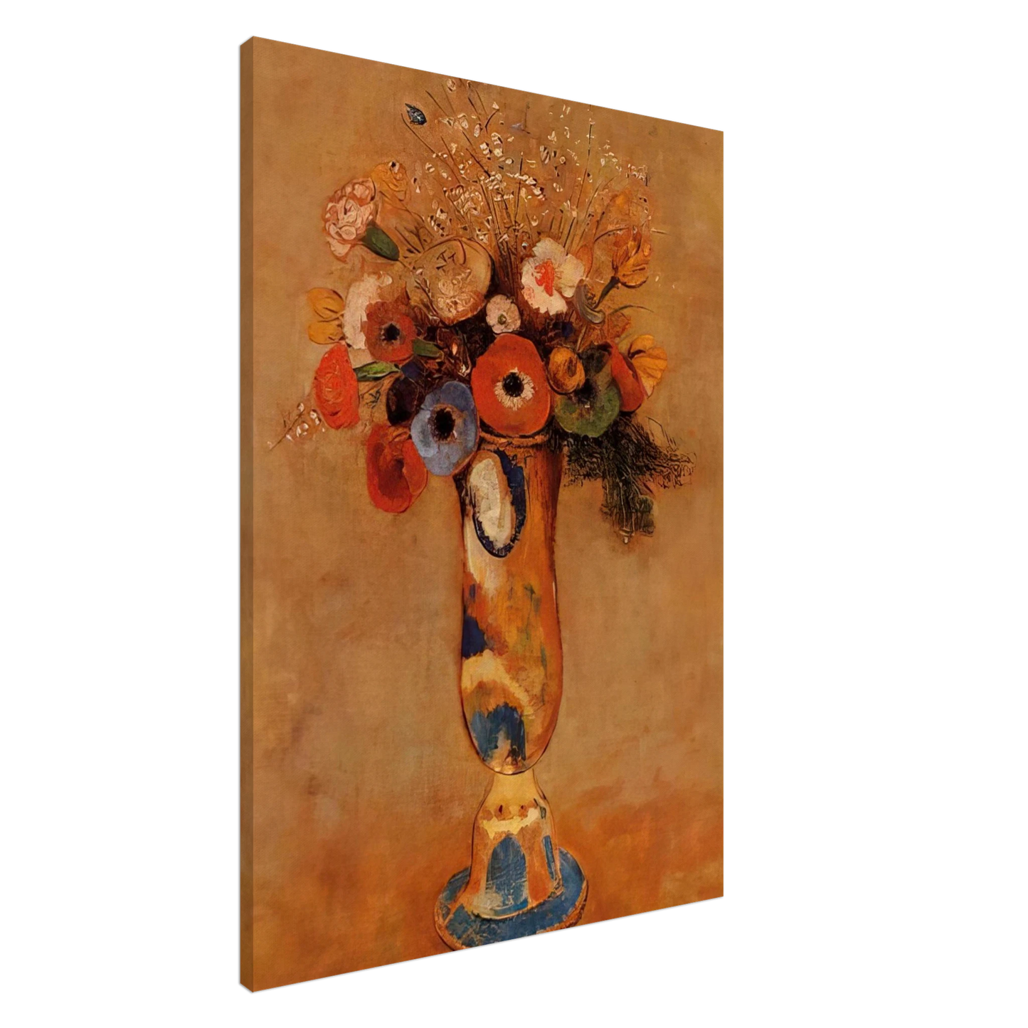 Odilon Redon - WILDFLOWERS IN A LONG NECKED VASE Canvas - 20x30 cm / 8x12 inches-canvas