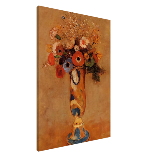 Odilon Redon - WILDFLOWERS IN A LONG NECKED VASE Canvas - 20x30 cm / 8x12 inches-canvas