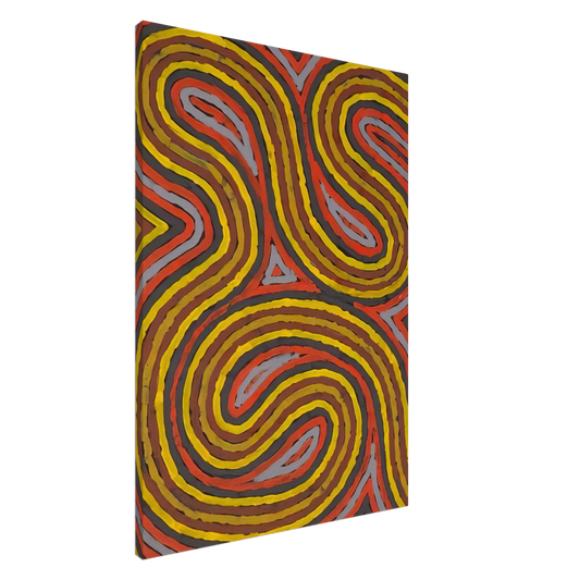 Clifford Possum Tjapaltjarri - Narripi Worm Dreaming - 1997 Canvas - 20x30 cm / 8x12 inches-canvas