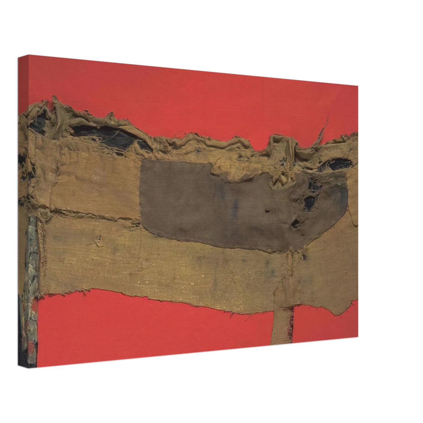 Alberto Burri - Sacking and Red - 1954 Canvas - 70x100 cm / 28x40 inches-canvas