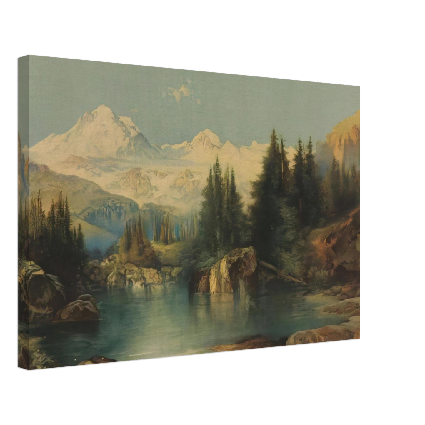 Thomas Moran - View of the Rocky Mountains Canvas - 40x60 cm / 16x24 inches-canvas