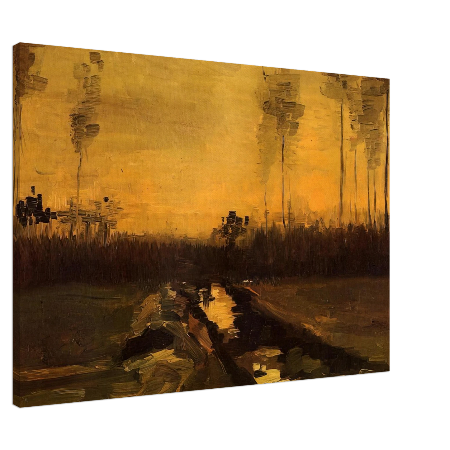Vincent van Gogh - Landscape at Dusk Canvas - 20x30 cm / 8x12 inches-canvas