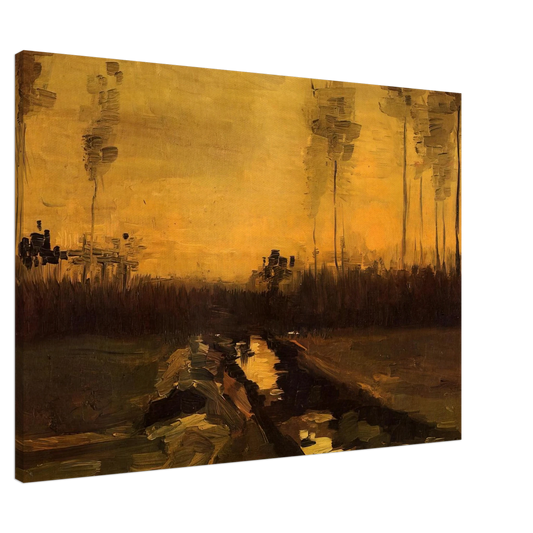 Vincent van Gogh - Landscape at Dusk Canvas - 20x30 cm / 8x12 inches-canvas