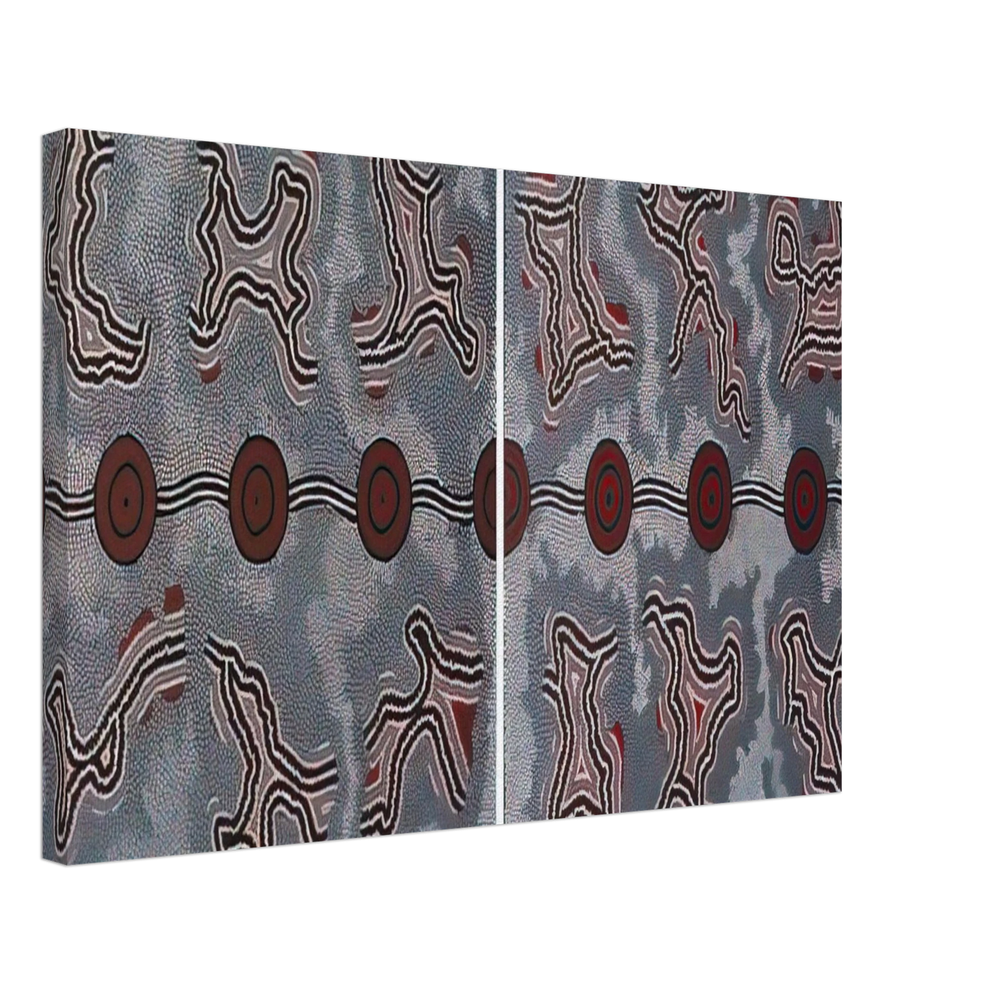 Clifford Possum Tjapaltjarri - Narripi Dreaming Diptych - 1990 Canvas - 70x100 cm / 28x40 inches-canvas
