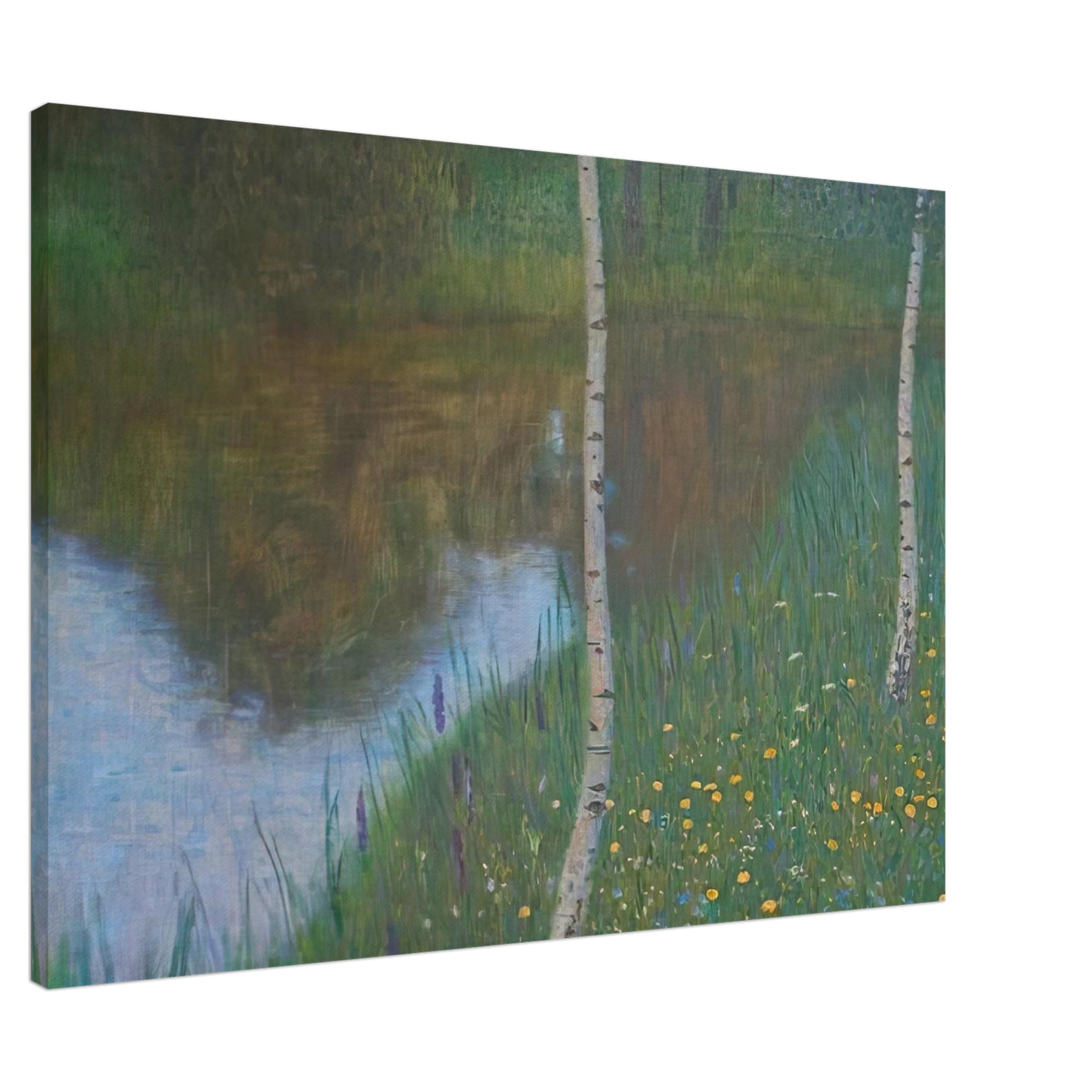 Gustav Klimt - LAKESIDE WITH BIRCH TREES 1901 Canvas - 20x30 cm / 8x12 inches-canvas