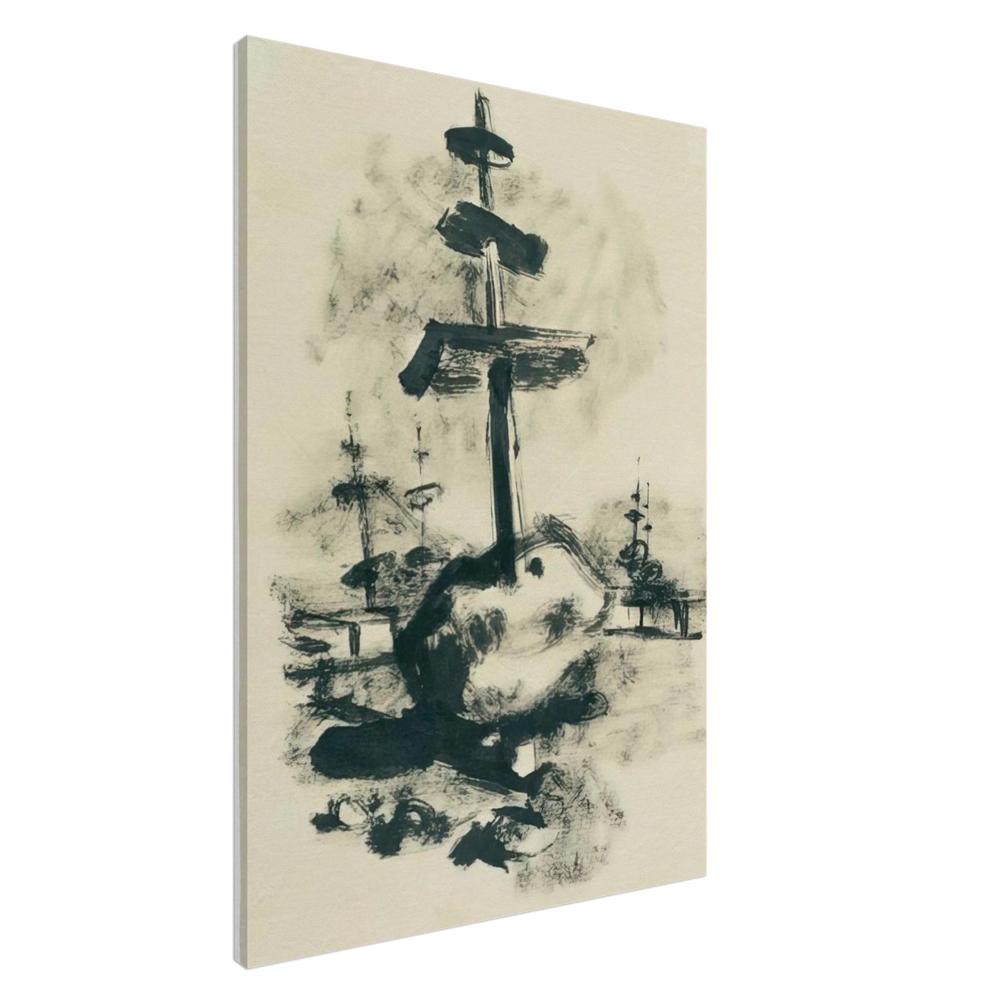 Julius Bissier - Come un monumento asiatico - 1936 Canvas - 20x30 cm / 8x12 inches-canvas