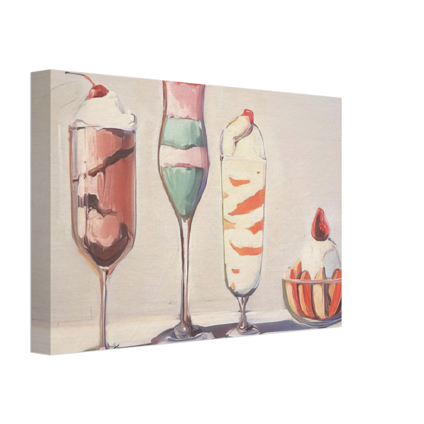 Wayne Thiebaud - Four Sundaes - Pop Art Canvas - 70x100 cm / 28x40 inches-canvas