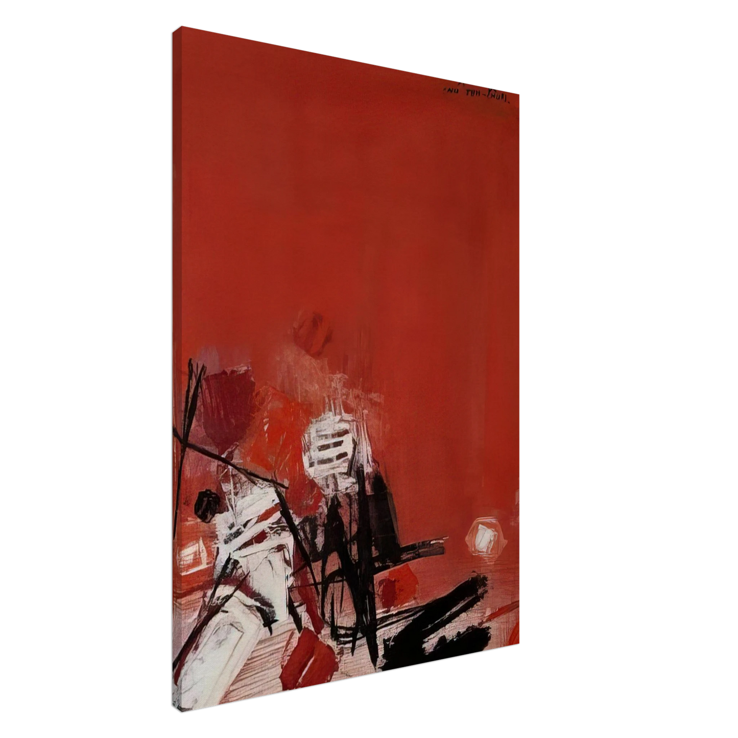 Chu teh Chun - COMPOSITION ROUGE Canvas - 20x30 cm / 8x12 inches-canvas