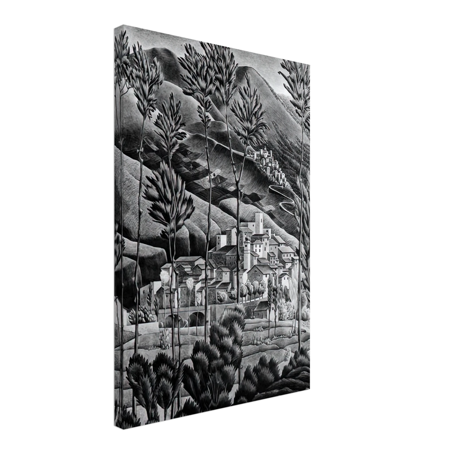 MC Escher - ALFEDENA ABRUZZI Canvas - 70x100 cm / 28x40 inches-canvas