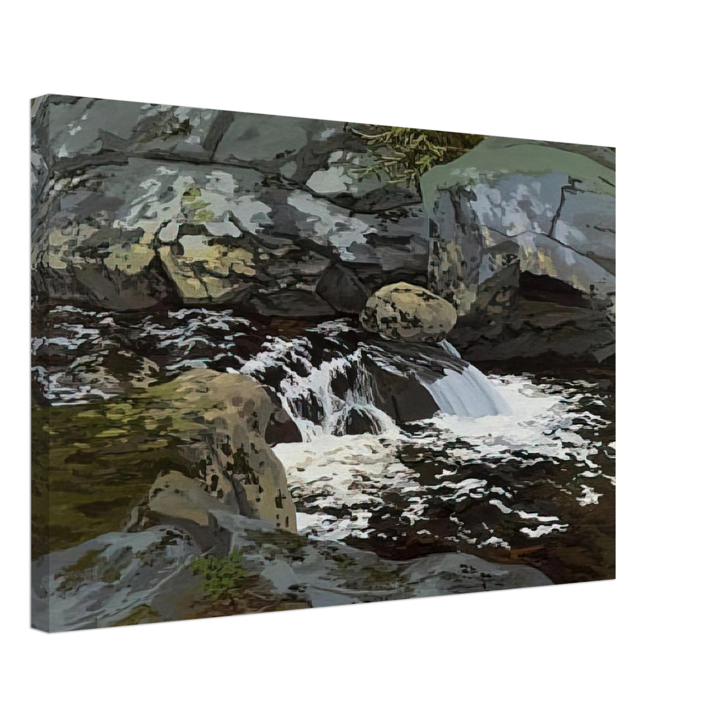 Neil Welliver - Cascade - 1974 Canvas - 70x100 cm / 28x40 inches-canvas