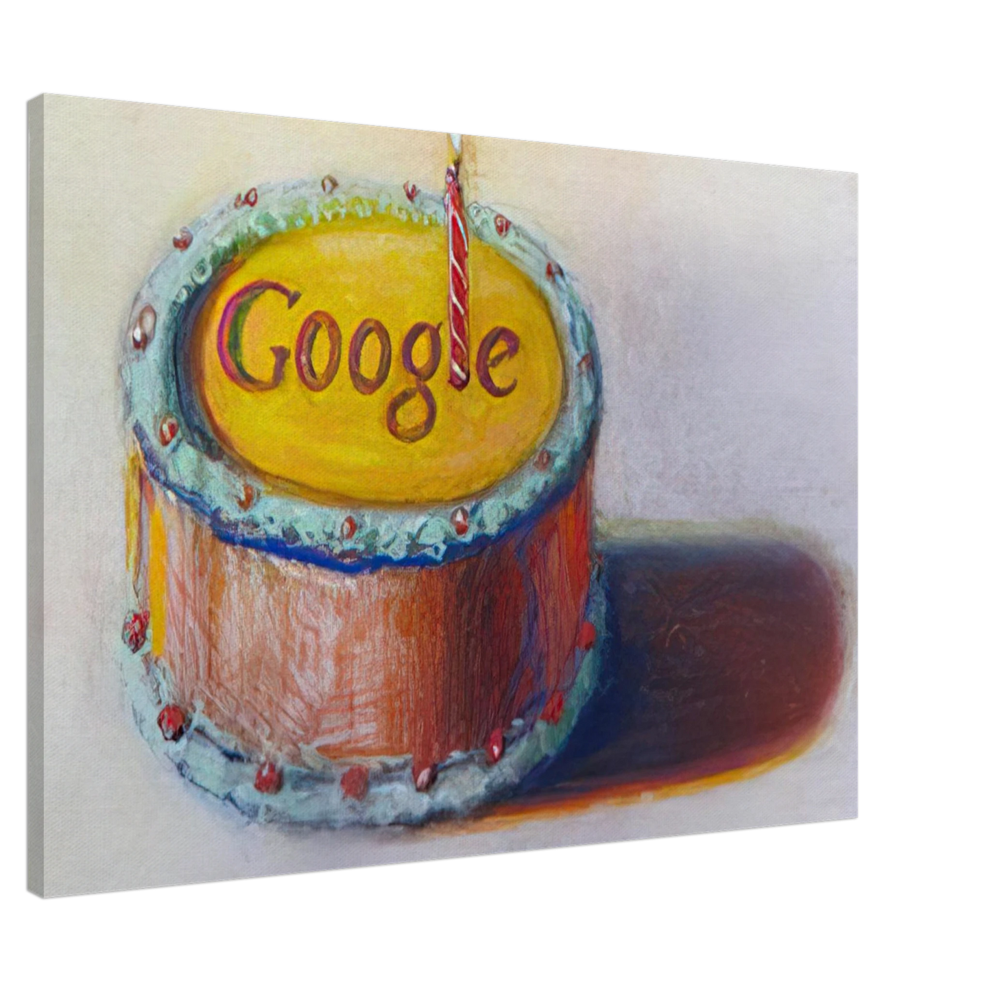 Wayne Thiebaud - Google - 12th Birthday Cake Doodle - 2010 Canvas - 20x30 cm / 8x12 inches-canvas