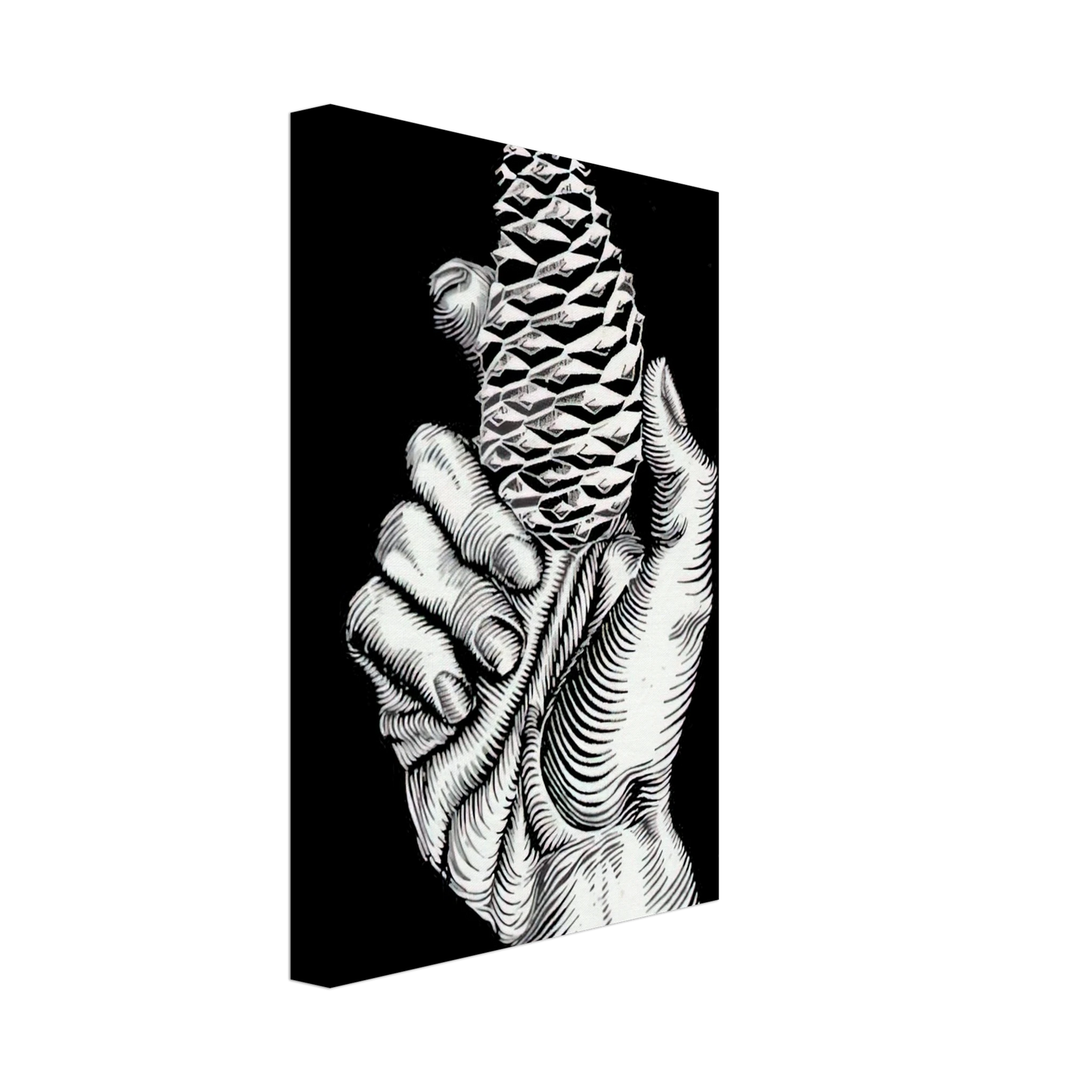 MC Escher - HAND WITH FIR CONE Canvas - 70x100 cm / 28x40 inches-canvas