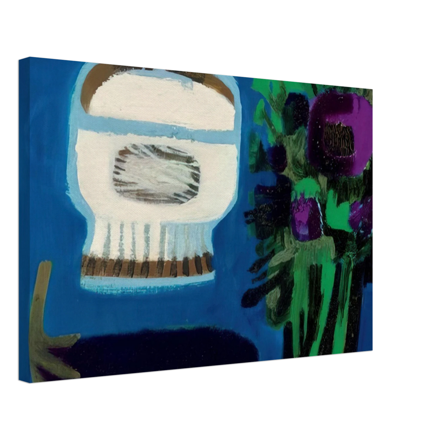 Mary Fedden - Aubergine and flowers - 1968 Canvas - 70x100 cm / 28x40 inches-canvas