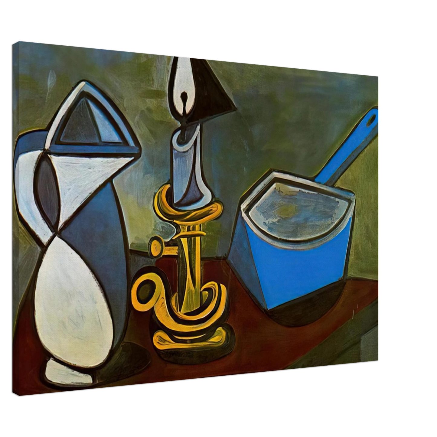 Pablo Picasso - Jug, candle and enamel pan - 1945 Canvas - 20x30 cm / 8x12 inches-canvas