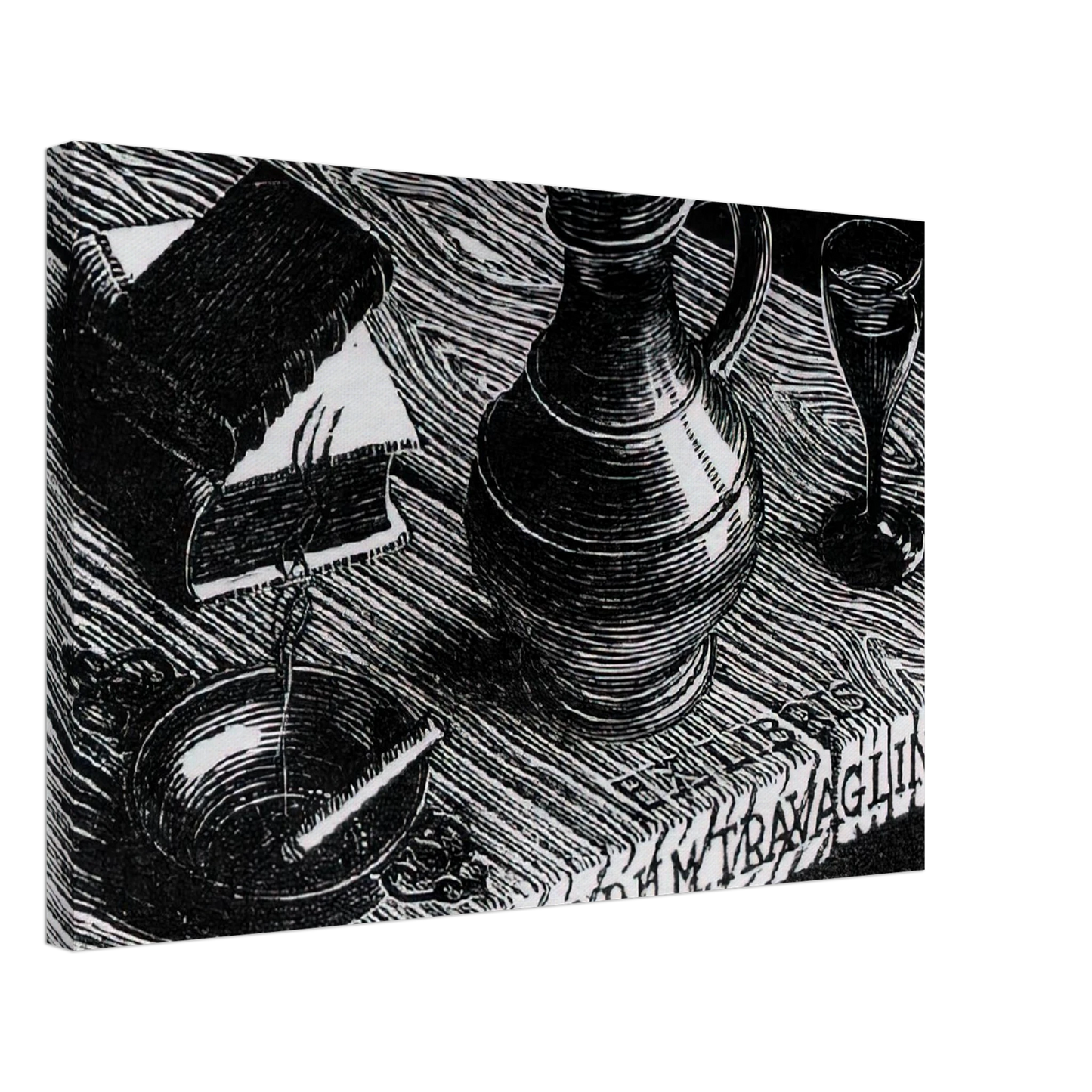 MC Escher - BOOKPLATE DR P H M TRAVAGLINO Canvas - 70x100 cm / 28x40 inches-canvas