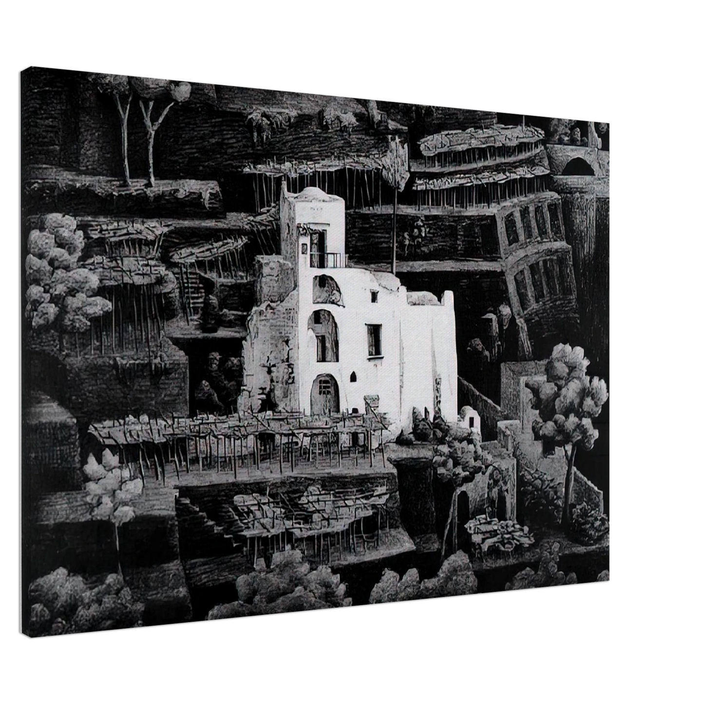 MC Escher - FARMHOUSE RAVELLO Canvas - 20x30 cm / 8x12 inches-canvas