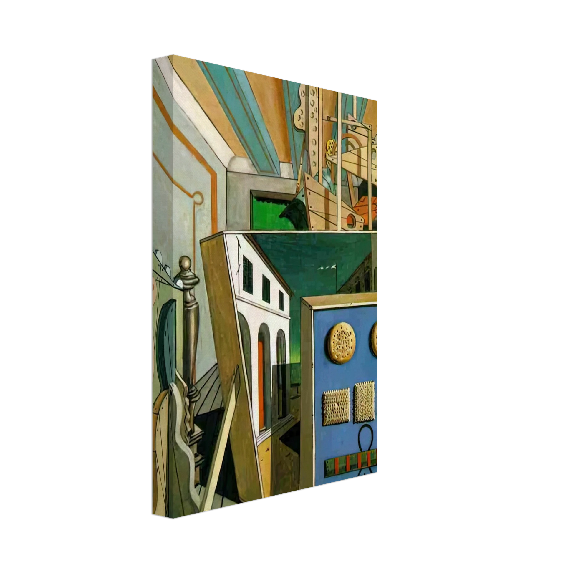 Giorgio de Chirico - METAPHYSICAL INTERIOR WITH BISCUITS 1916 Canvas - 70x100 cm / 28x40 inches-canvas
