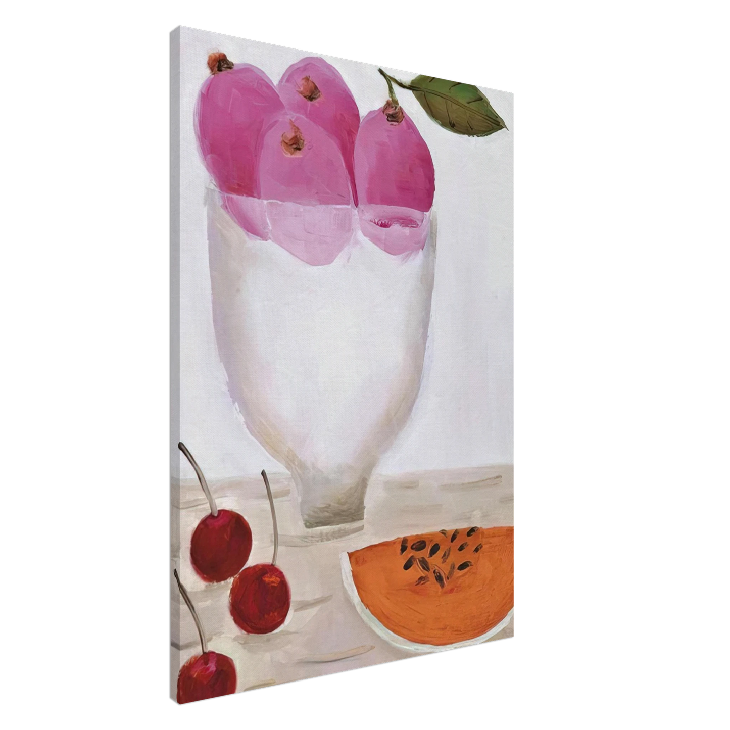 Mary Fedden - Three Cherries - 2000 Canvas - 20x30 cm / 8x12 inches-canvas