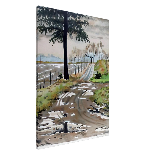 Clarence Holbrook Carter - Untitled - Country Road - 1979 Canvas - 20x30 cm / 8x12 inches-canvas