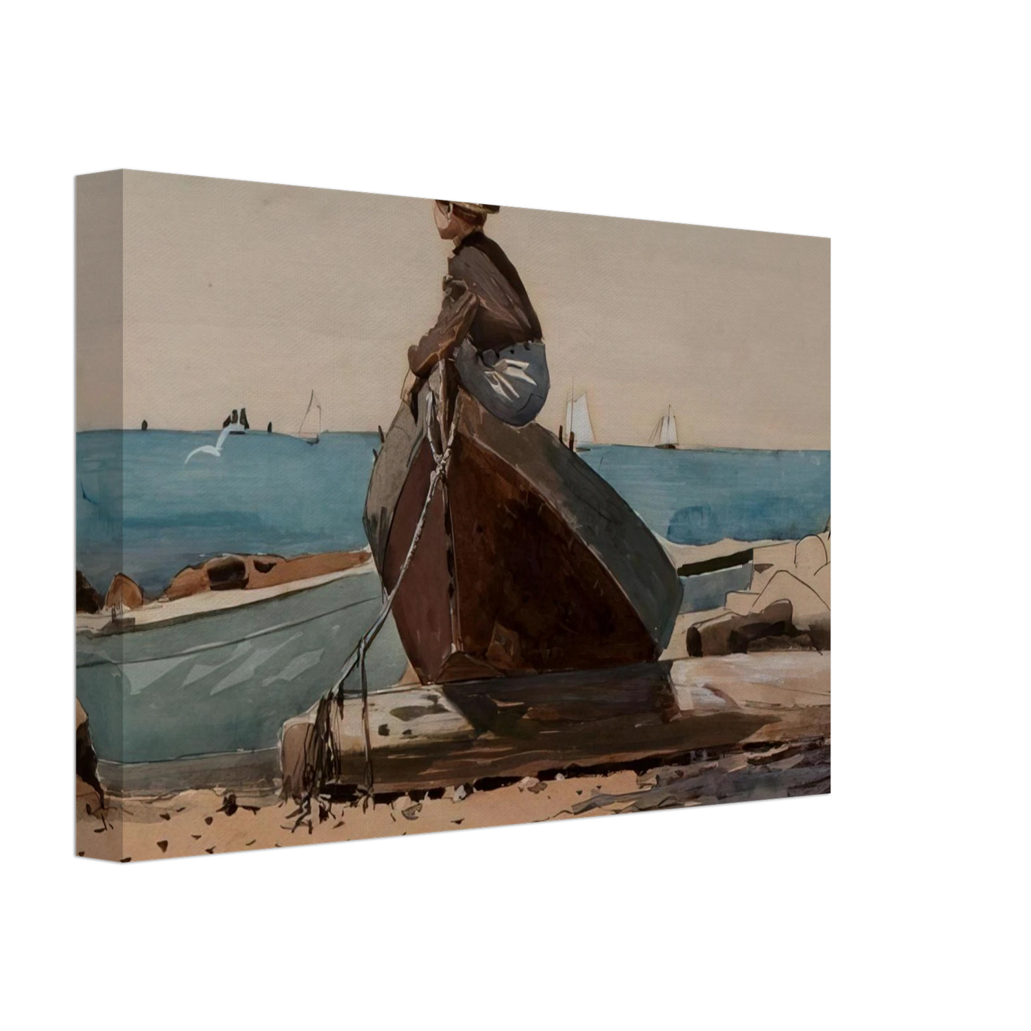 Winslow Homer - WAITING FOR DAD Canvas - 70x100 cm / 28x40 inches-canvas