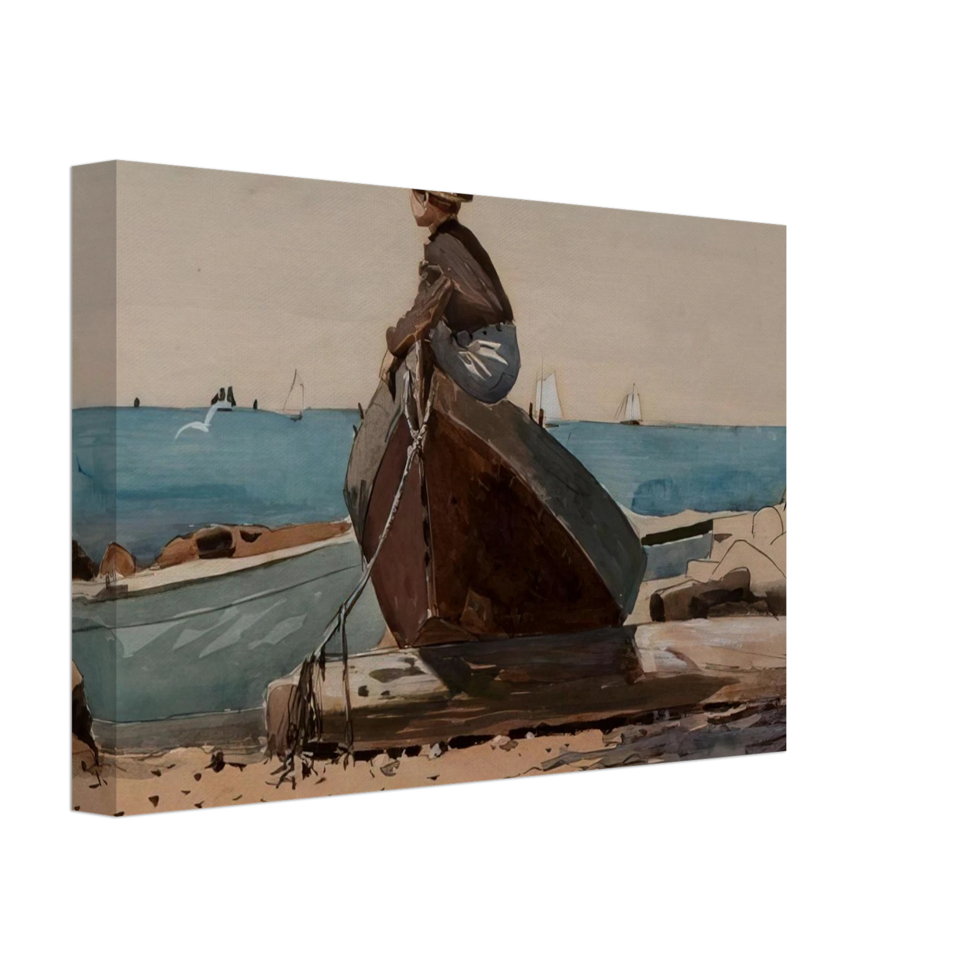 Winslow Homer - WAITING FOR DAD Canvas - 70x100 cm / 28x40 inches-canvas