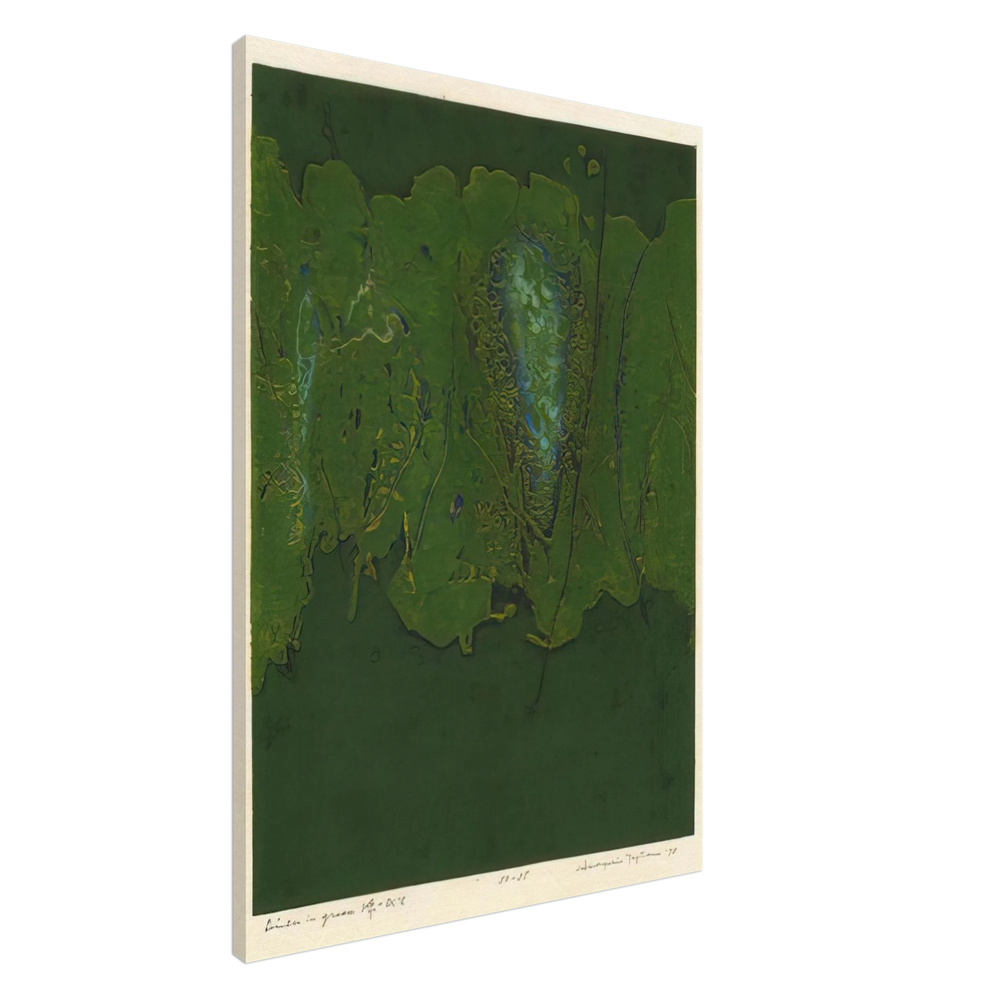Hiroyuki Tajima - Winter in Green - 1970 Canvas - 20x30 cm / 8x12 inches-canvas