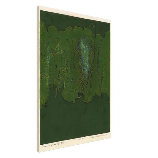 Hiroyuki Tajima - Winter in Green - 1970 Canvas - 20x30 cm / 8x12 inches-canvas