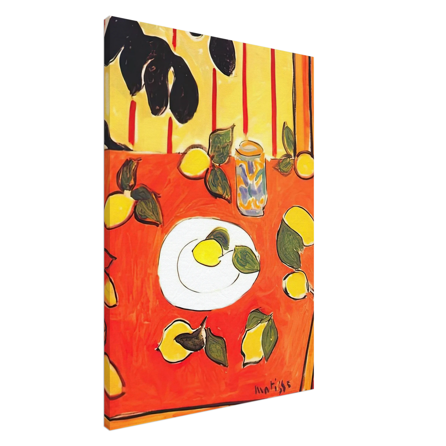 Henri Matisse - BLACK PHILODENDRON AND LEMONS 1943 Canvas - 20x30 cm / 8x12 inches-canvas