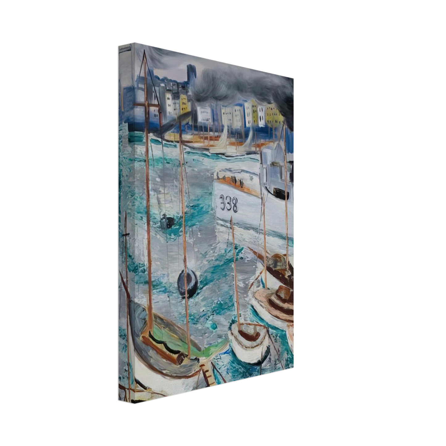 Moise Kisling - MARSEILLE PORT 1 Canvas - 70x100 cm / 28x40 inches-canvas